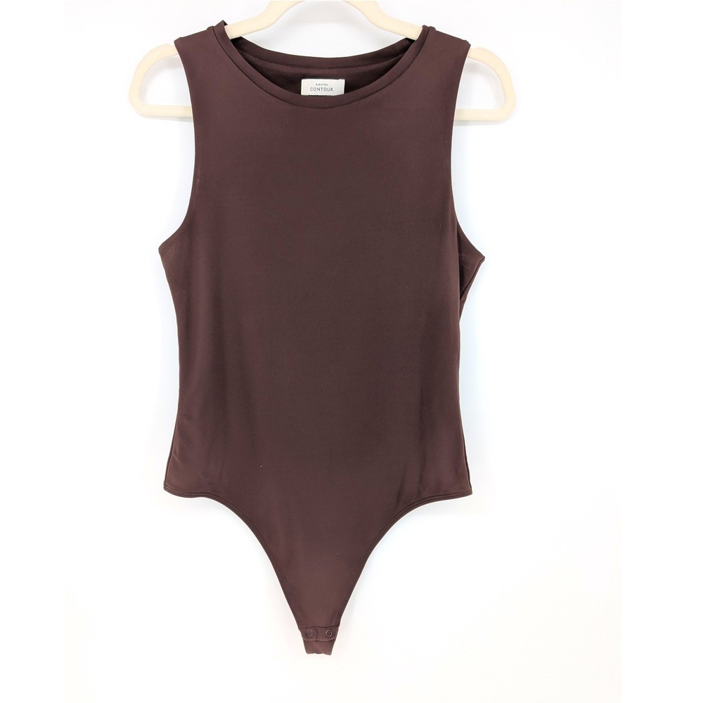 Babaton Contour Crewneck Bodysuit‎ Women L Brown Sleeveless Minimalist Layering